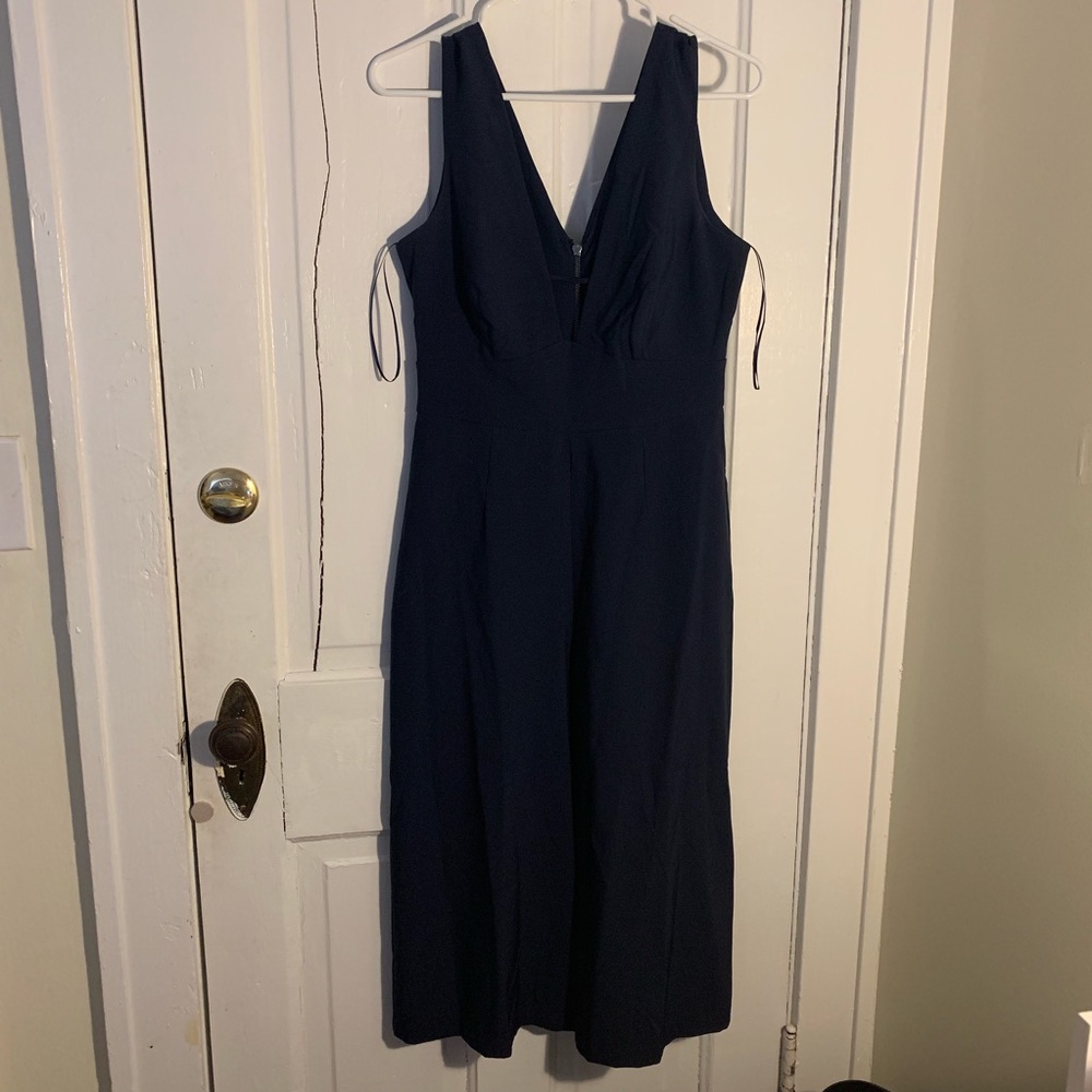 Adeline Rae Navy Culotte Cropped Jumpsuit